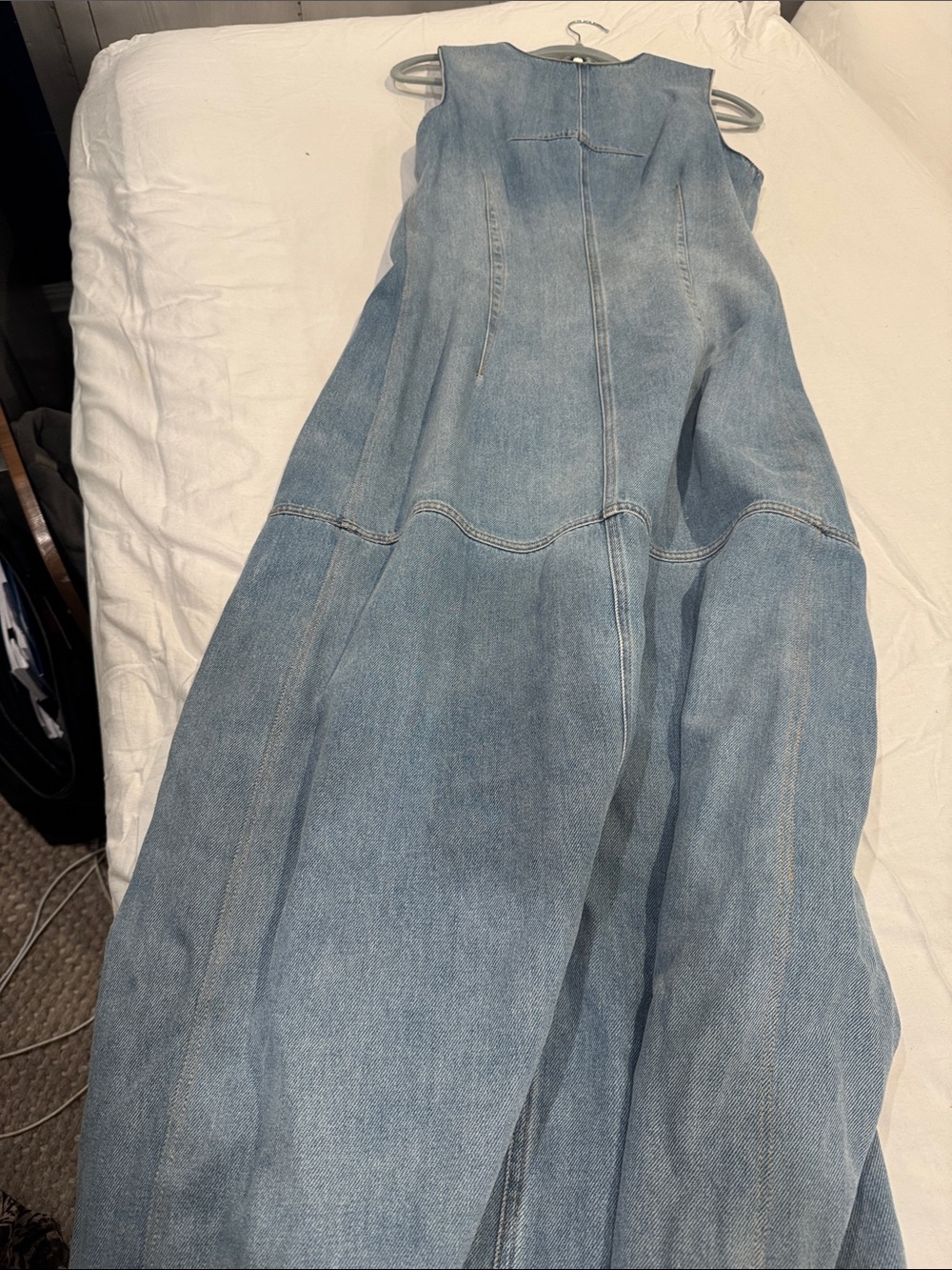 Authentic MM6 Maison Margiela Avant-Garde Layered Denim Maxi Dress